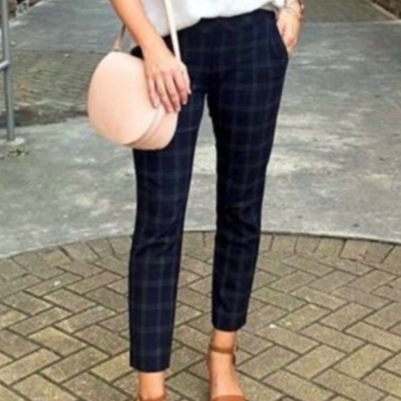 Cabi Connery Plaid Green Navy Blue Trouser Pants Tartan Style #3572 Size 6 - Picture 6 of 12